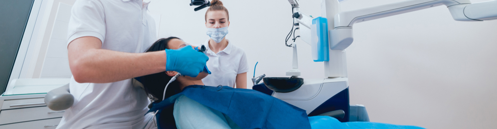 patient in dental chair having treatment